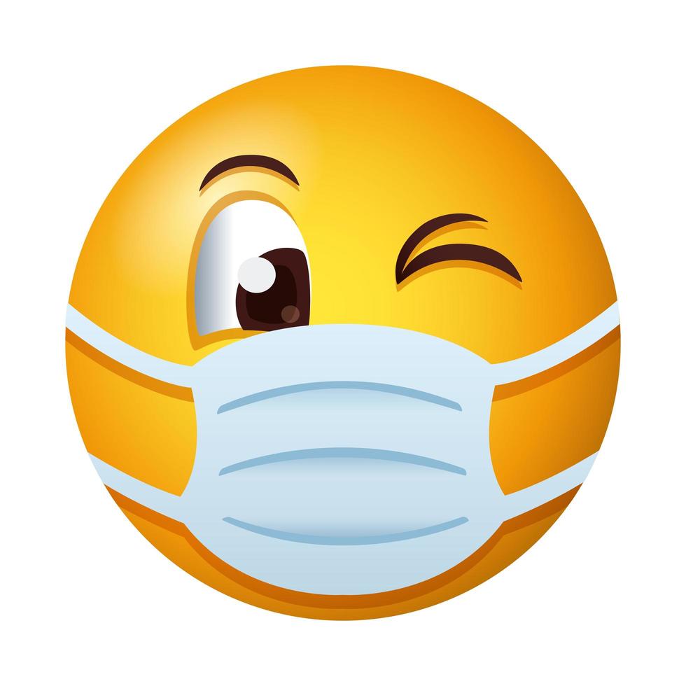 emoji portant un style dégradé de masque médical vecteur