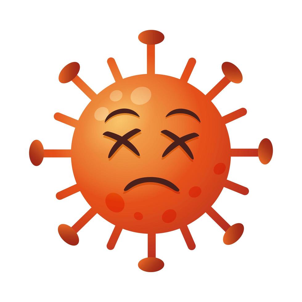 caractère émoticône triste particule covid19 vecteur