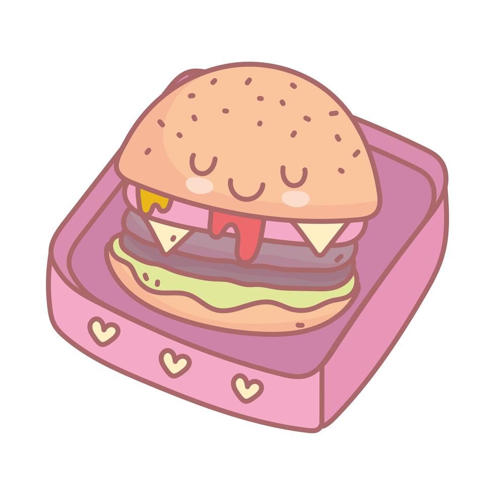 burger plats à emporter menu restaurant dessin animé mignon vecteur