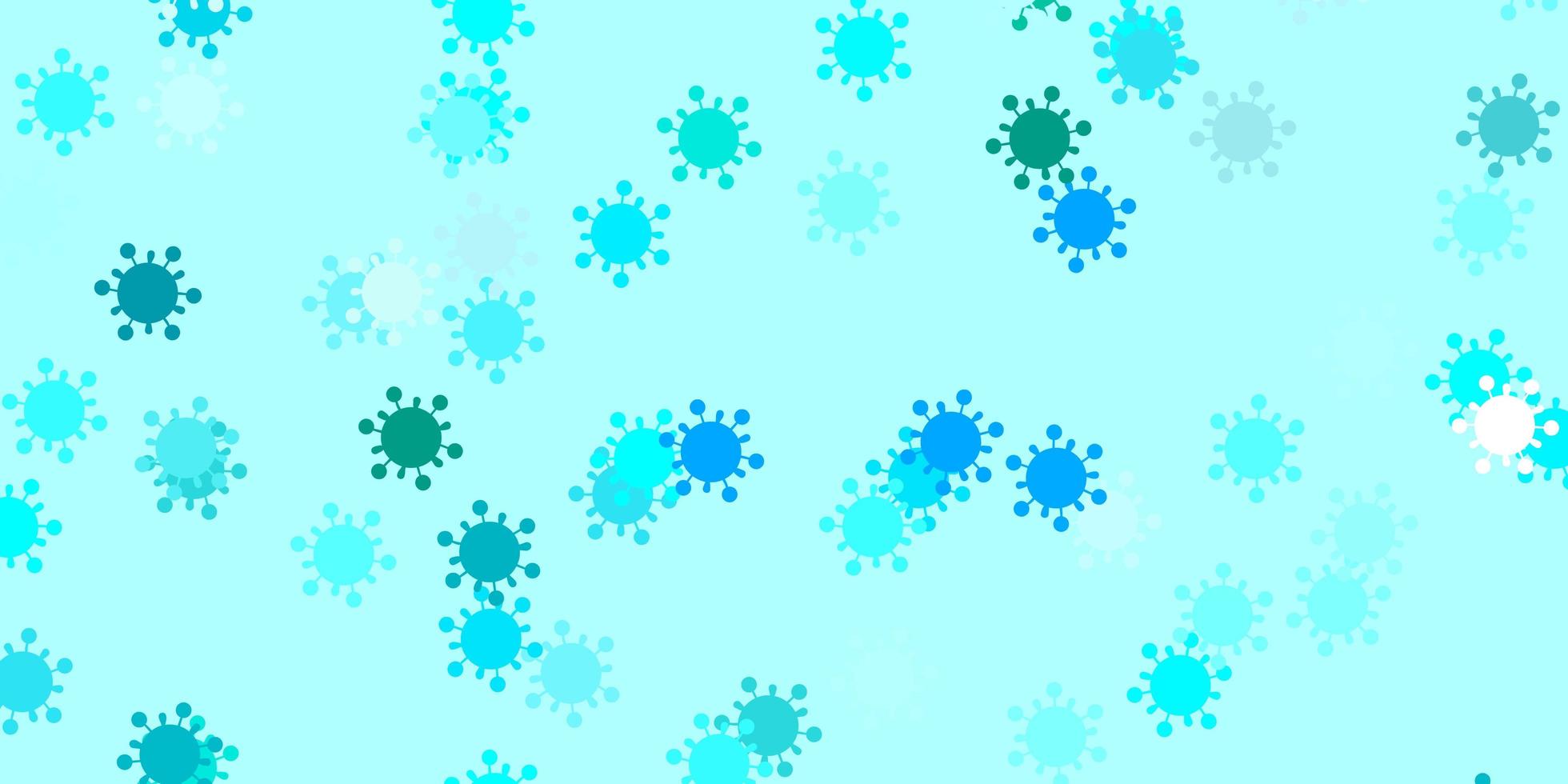 toile de fond de vecteur bleu clair avec des symboles de virus.