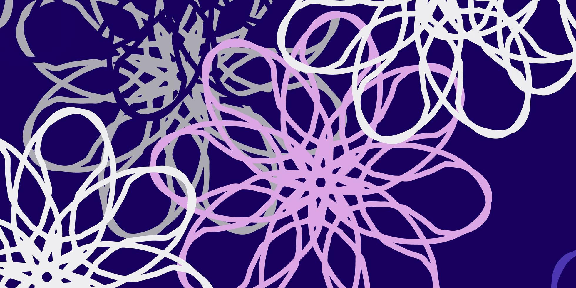 texture de doodle vecteur violet clair avec des fleurs.