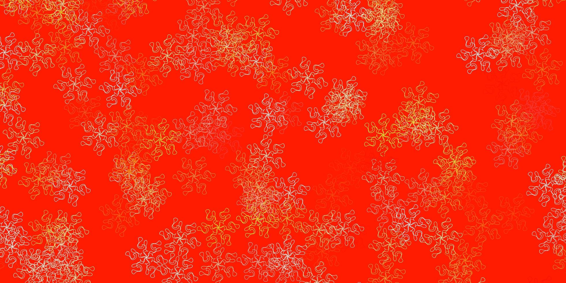 motif de doodle vecteur orange clair avec des fleurs.