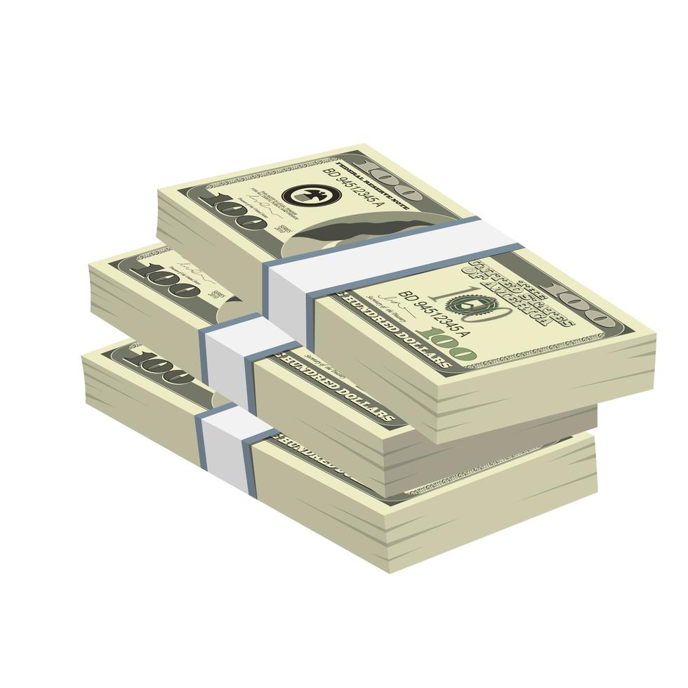 Pack d'illustration de conception de vecteur argent dollars isolé sur fond blanc