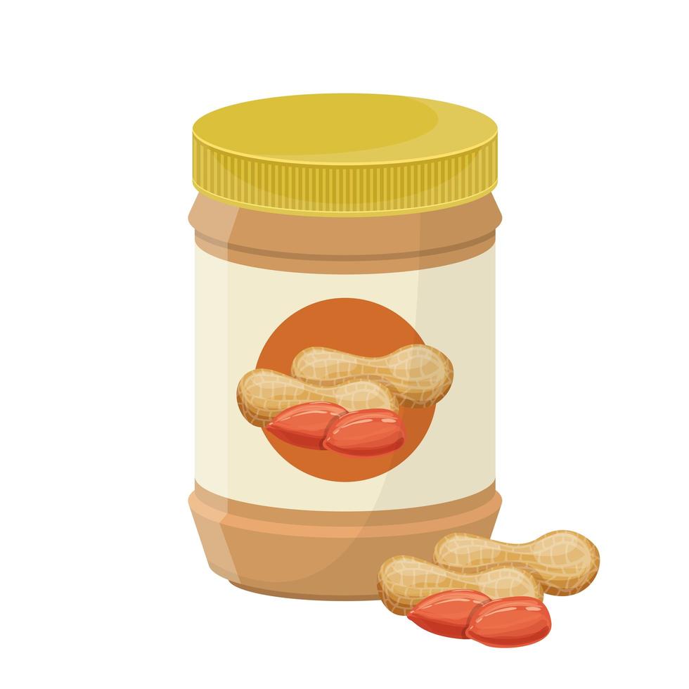 Illustration de conception de vecteur de pot de beurre de cacahuète isolé sur fond blanc