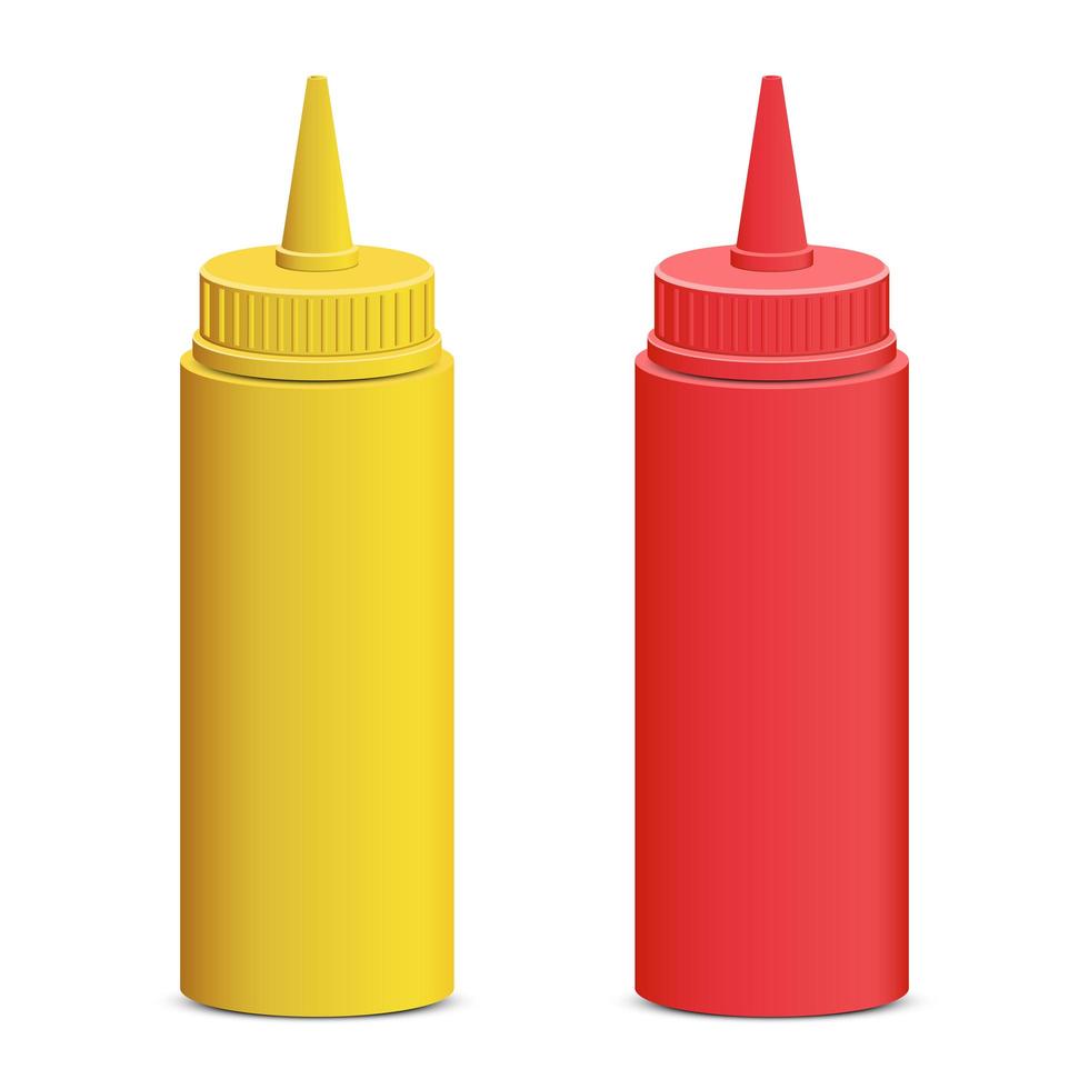 Illustration de conception de vecteur de bouteille de ketchup et de moutarde isolé sur fond blanc