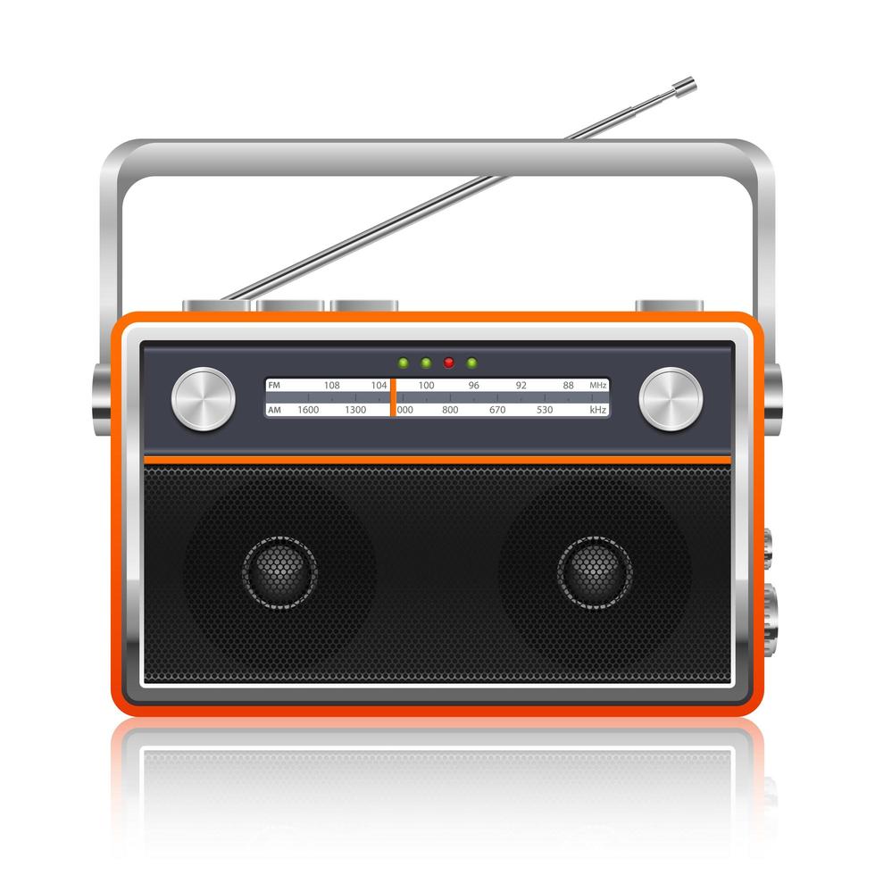 illustration de conception de vecteur radio vintage portable isolé sur fond blanc