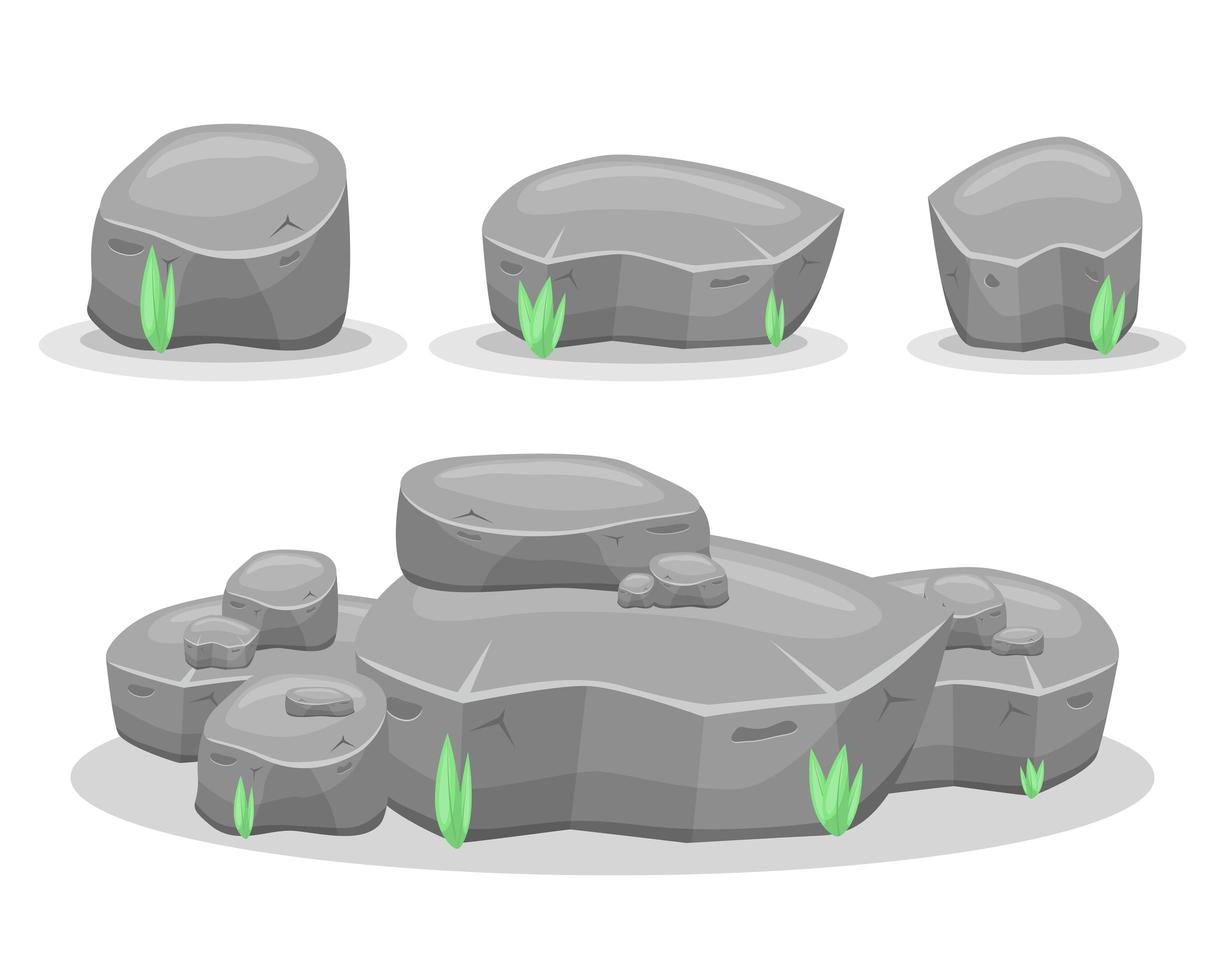 illustration de conception de vecteur de pierres boulder isolé sur fond blanc. actifs de jeu