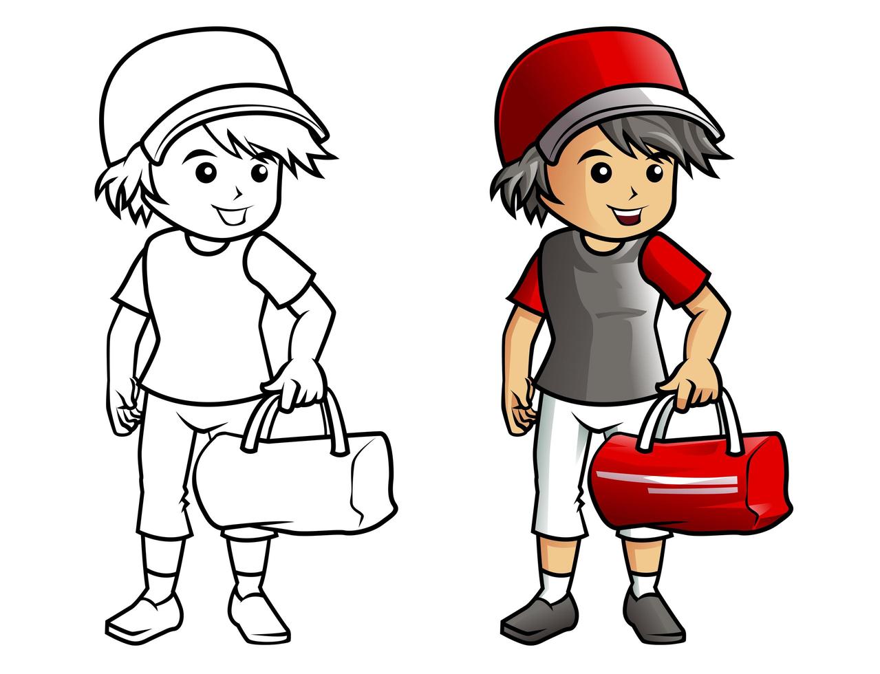 Coloriage de dessin animé de sport homme pour les enfants vecteur