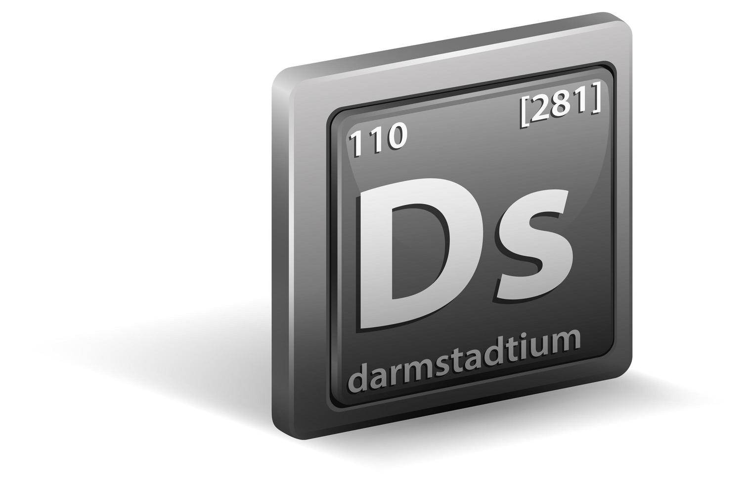 Élément chimique darmstadtium. symbole chimique avec numéro atomique et masse atomique. vecteur