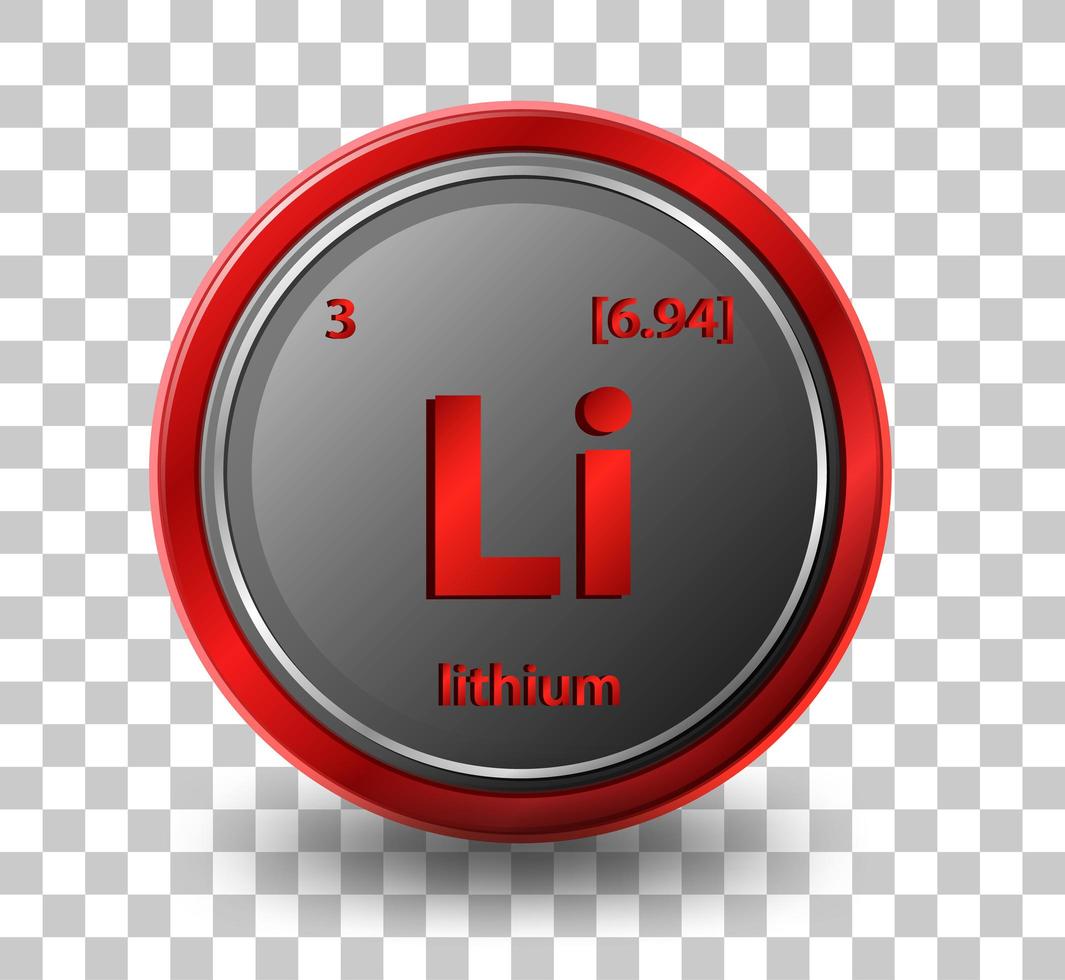 élément chimique au lithium. symbole chimique avec numéro atomique et masse atomique. vecteur