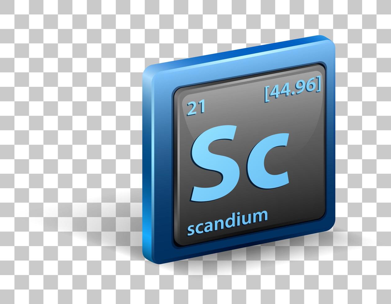 élément chimique scandium. symbole chimique avec numéro atomique et masse atomique. vecteur