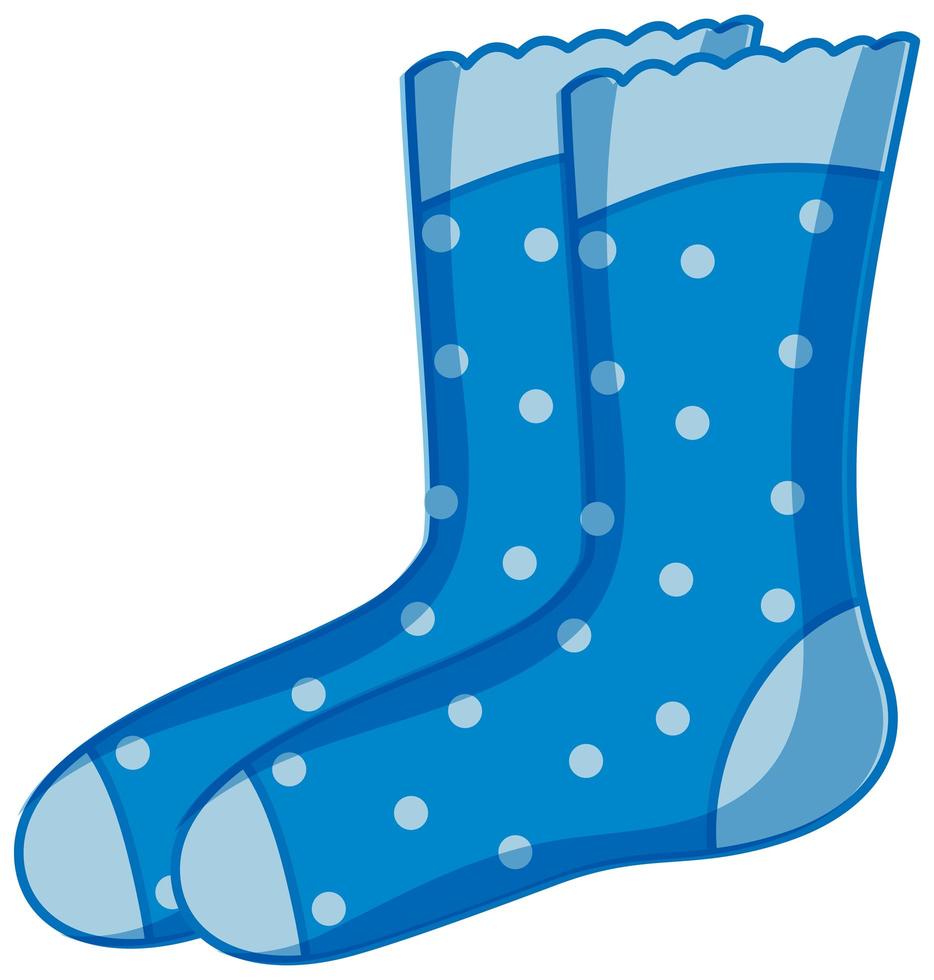 Style de dessin animé de chaussettes à pois bleus isolé sur fond blanc vecteur
