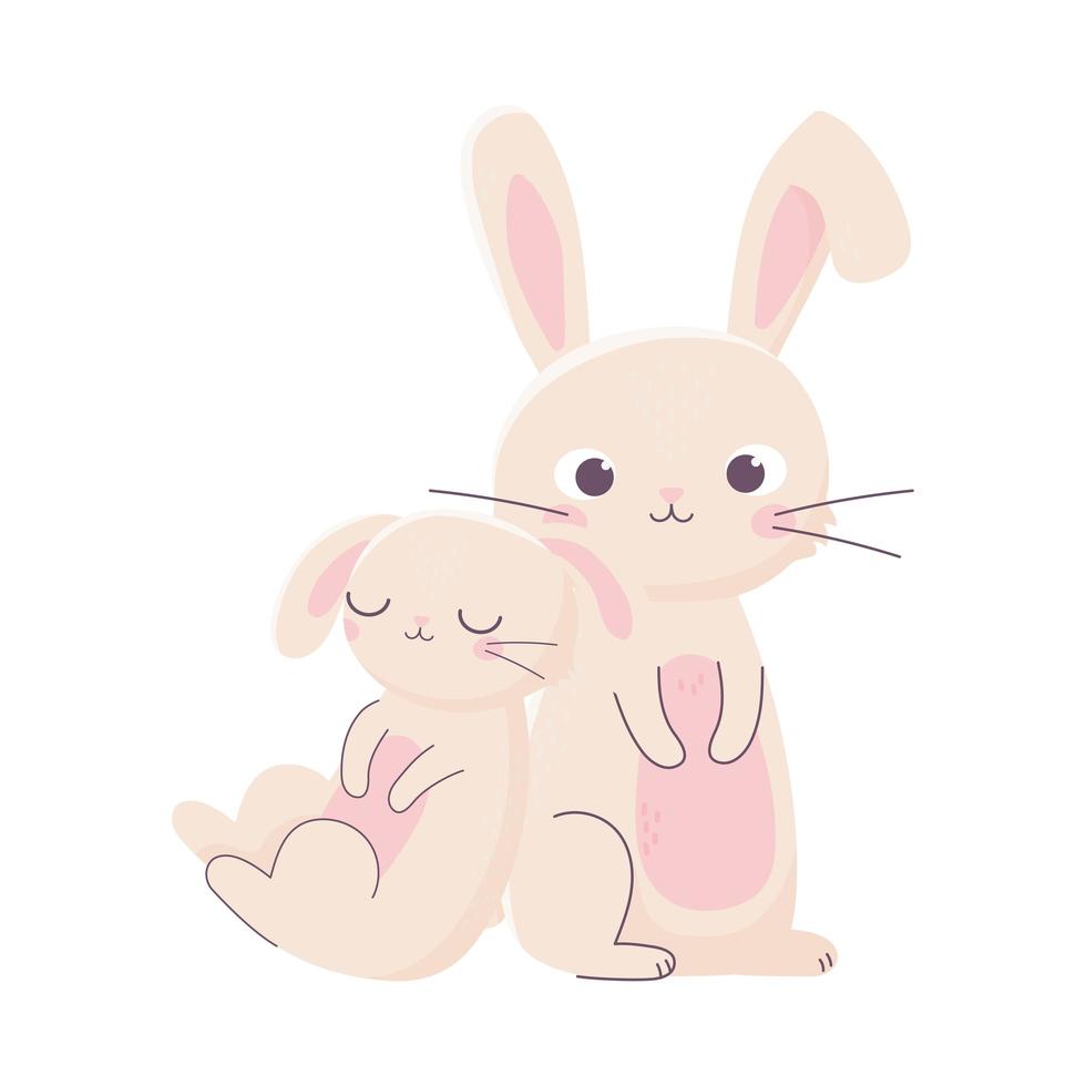 joyeuses pâques, personnage de dessin animé mignon lapins vecteur