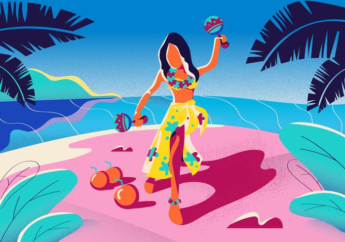 Fête d'anniversaire polynésienne jouant Maracas Vector Illustration