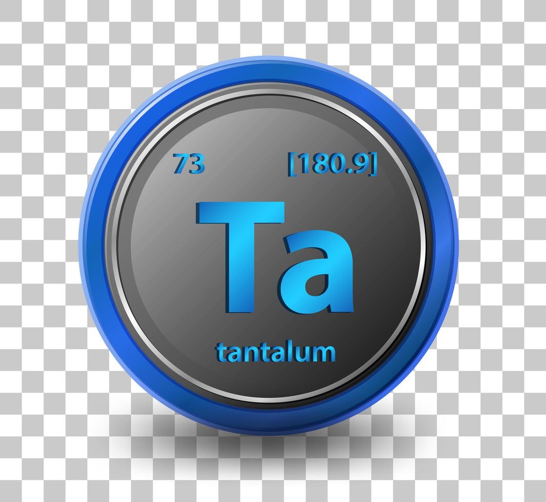 élément chimique au tantale. symbole chimique avec numéro atomique et masse atomique. vecteur