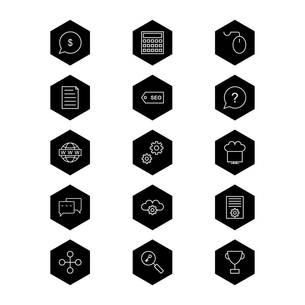 ensemble d'icônes d'optimisation des moteurs de recherche à usage personnel et commercial. vecteur