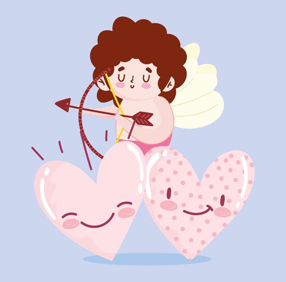 amour mignon coeur cupidon joli message romantique dessin animé vecteur