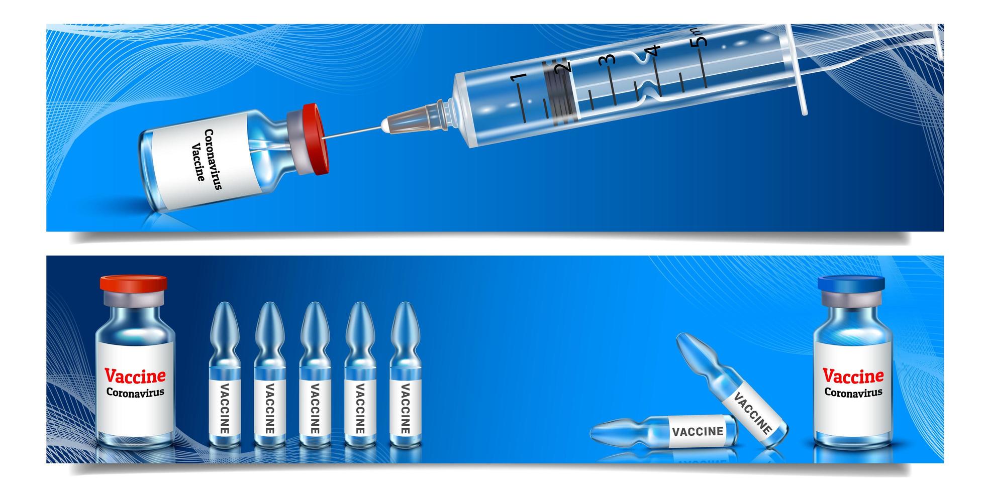 deux bannières de vaccination horizontales vecteur