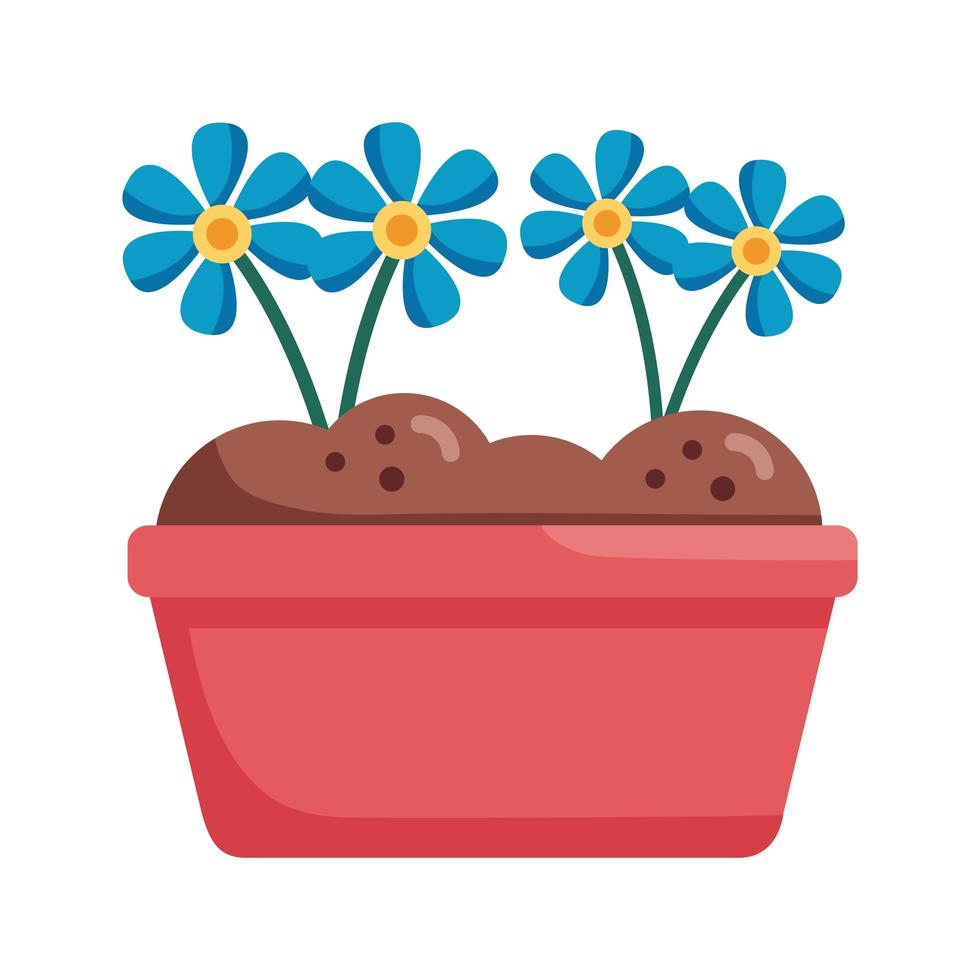 fleurs à l'intérieur de pot détail style icône vector design