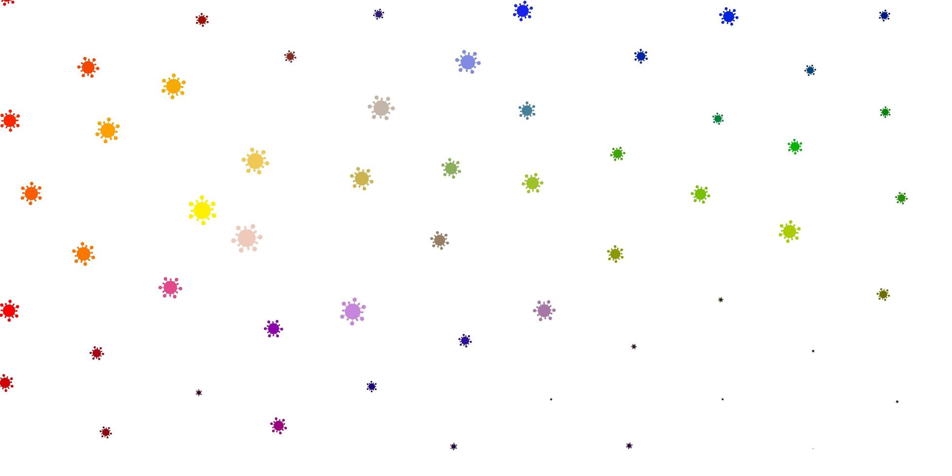 modèle vectoriel multicolore clair avec des éléments de coronavirus.