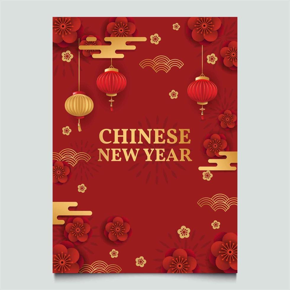 affiche de modèle de nouvel an chinois vecteur