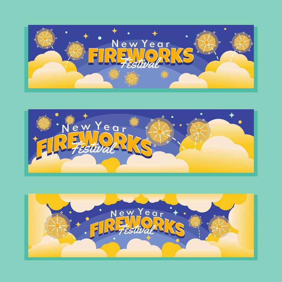 bannière web du festival des feux d'artifice de nuit vecteur