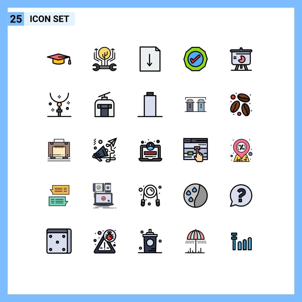 25 icônes créatives signes et symboles modernes du document de tableau des ventes cocher ok éléments de conception vectoriels modifiables vecteur