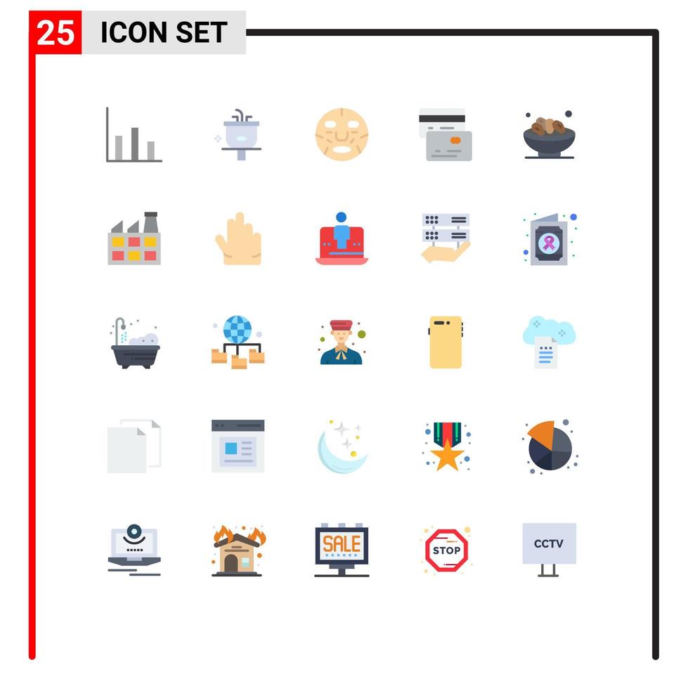 25 interface utilisateur pack de couleurs plates de signes et symboles modernes de dates argent beauté crédit bien-être éléments de conception vectoriels modifiables vecteur