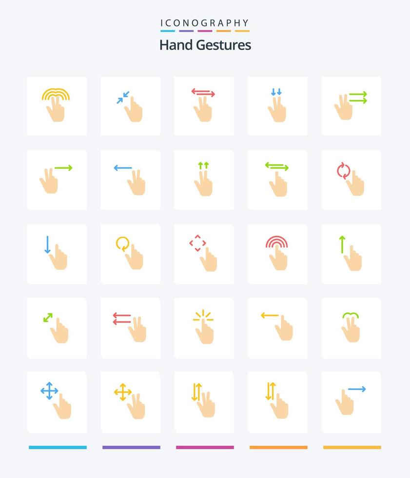 gestes créatifs de la main pack de 25 icônes plates telles que les doigts. . toucher. geste. toucher vecteur