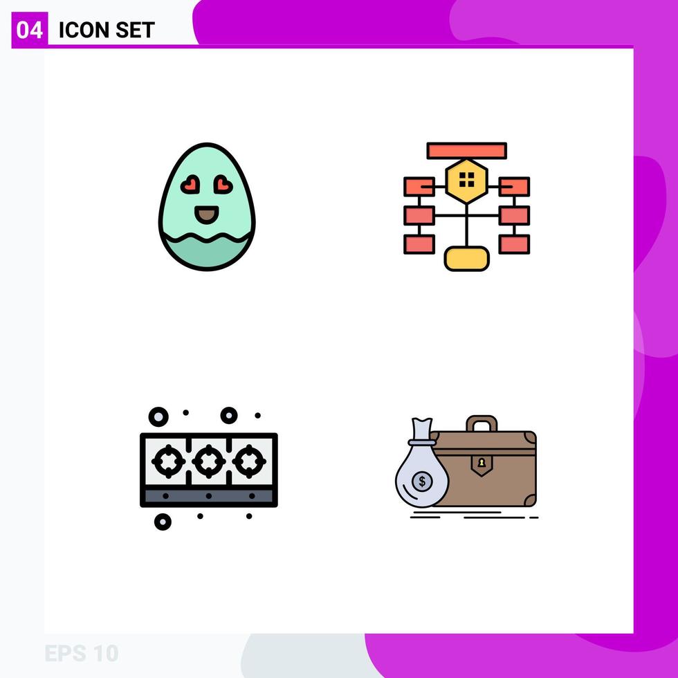 pack d'icônes vectorielles stock de 4 signes et symboles de ligne pour les données d'organigramme de cuisson des œufs éléments de conception vectoriels modifiables de cuisine vecteur