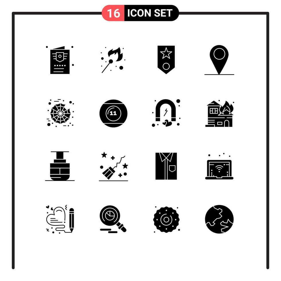 pack d'icônes vectorielles stock de 16 signes et symboles de ligne pour les éléments de conception vectoriels modifiables de l'emplacement encerclé de la broche d'araignée vecteur