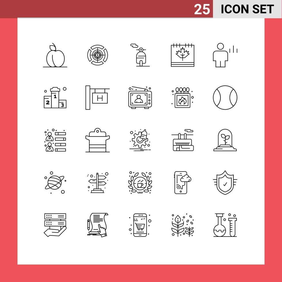 25 icônes créatives signes et symboles modernes de l'analyse du corps feuille de scooter canada éléments de conception vectoriels modifiables vecteur