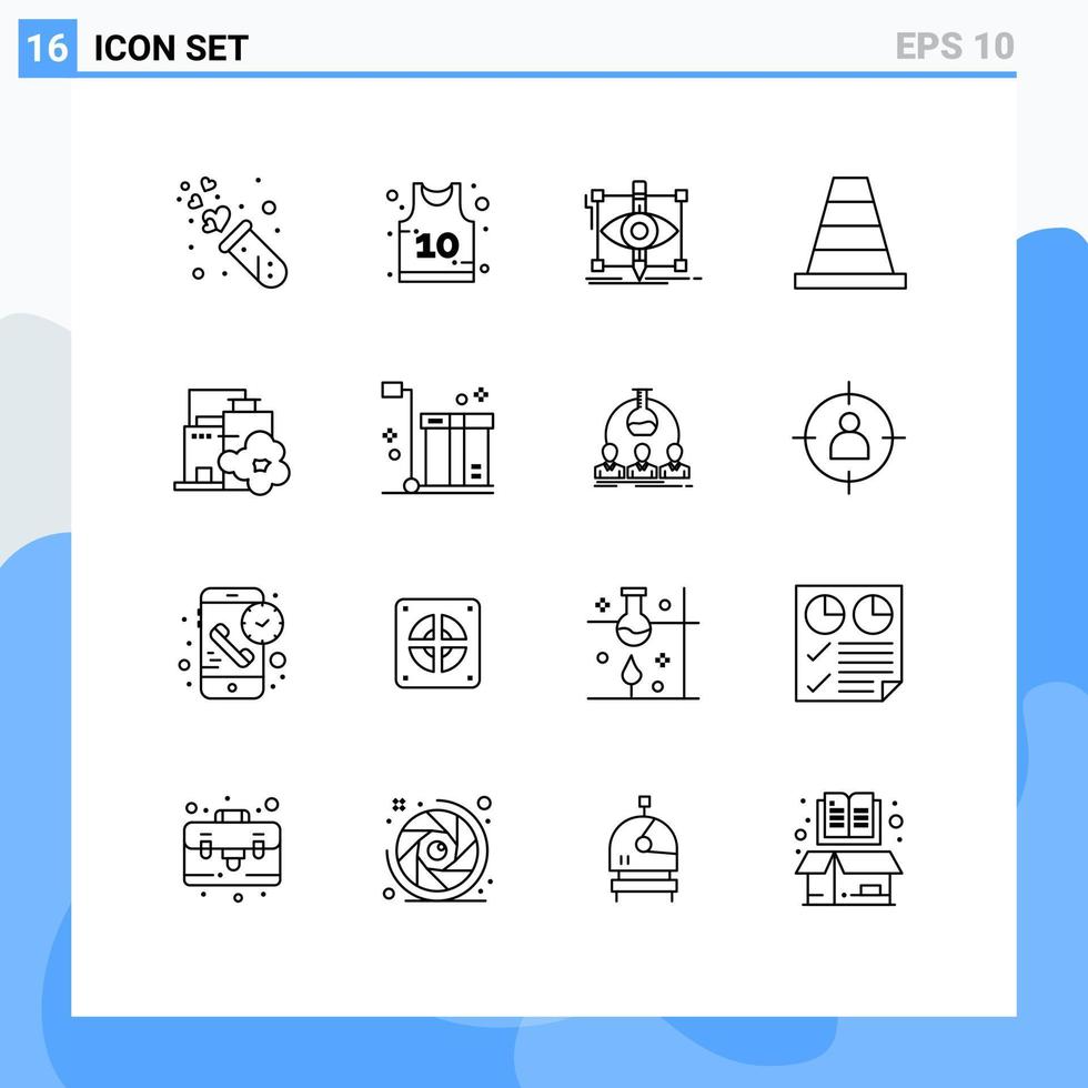16 icônes créatives signes et symboles modernes de la construction d'outils de l'industrie éléments de conception vectoriels modifiables visuels vecteur