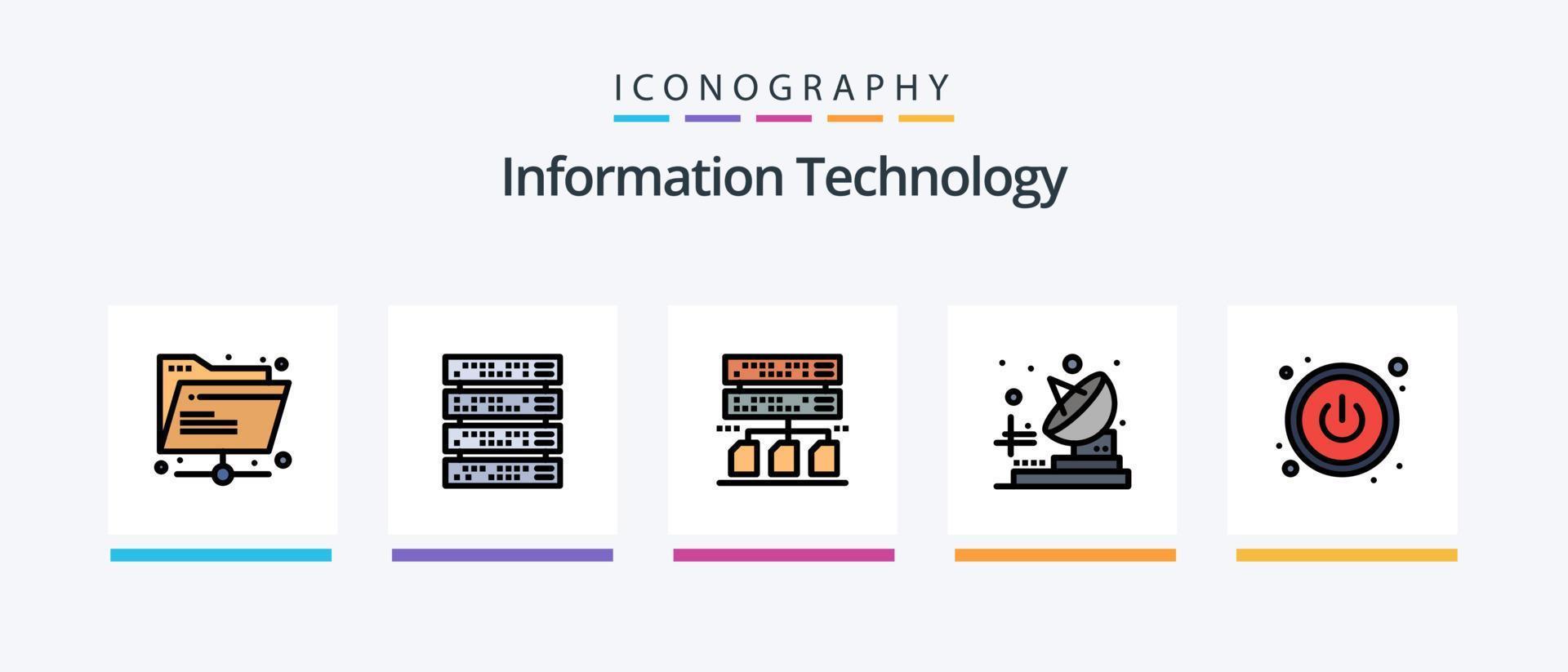 ligne de technologie de l'information remplie de 5 icônes, y compris le réseau. lien. l'informatique. chaîne. coller. conception d'icônes créatives vecteur