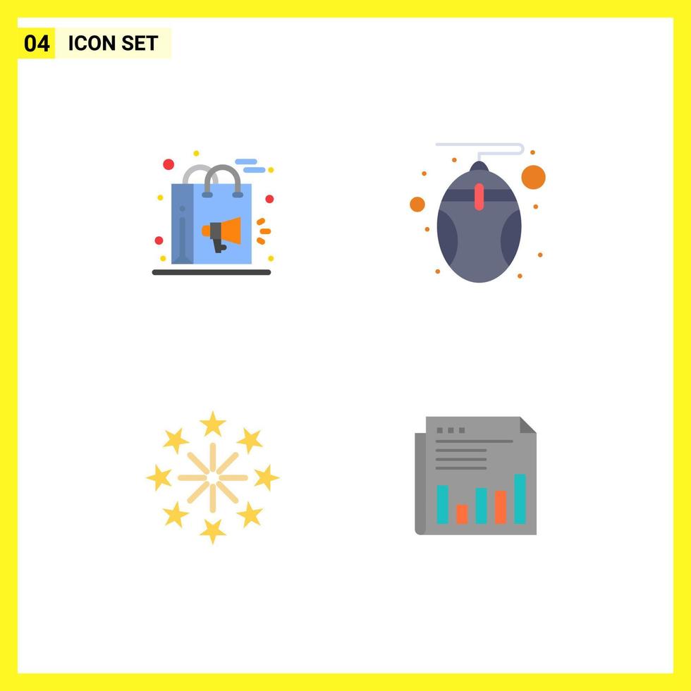 pictogramme ensemble de 4 icônes plates simples de sac célébration shopping matériel vacances éléments de conception vectoriels modifiables vecteur