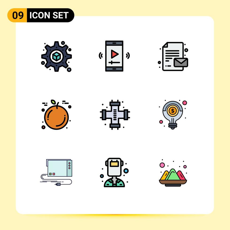 interface mobile filledline ensemble de 9 pictogrammes de tuyaux en papier système plombier thanksgiving éléments de conception vectoriels modifiables vecteur