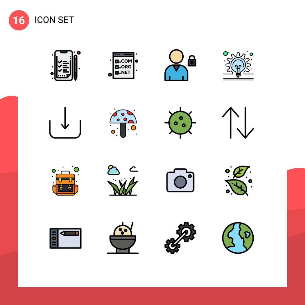 symboles d'icônes universels groupe de 16 lignes modernes remplies de couleurs plates de l'interface utilisateur télécharger le concept d'idée de bloc éléments de conception vectoriels créatifs modifiables vecteur