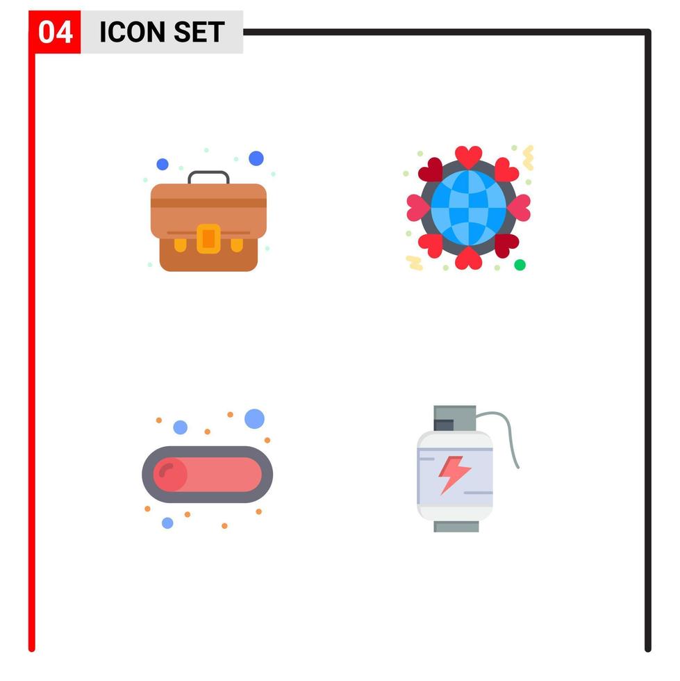 interface utilisateur pack de 4 icônes plates de base d'affaires hors sac comme interrupteur éléments de conception vectoriels modifiables vecteur
