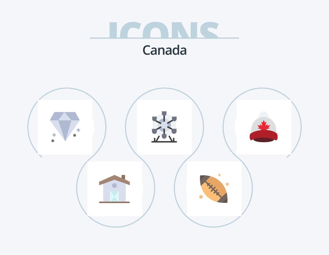 pack d'icônes plates canada 5 conception d'icônes. Canada. casquette. Canada. chapeau. la roue vecteur