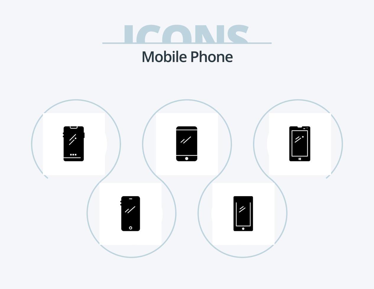 pack d'icônes de glyphe de téléphone portable 5 conception d'icônes. . vecteur