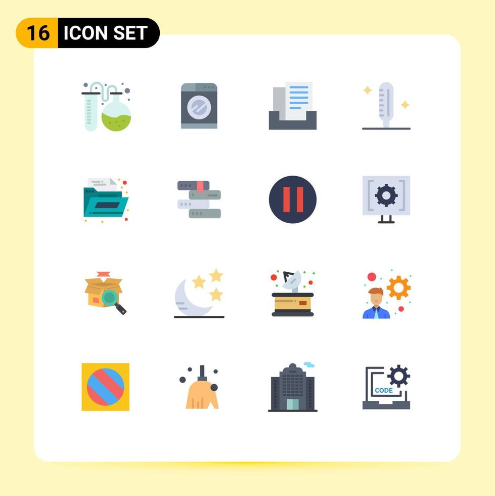 ensemble de 16 symboles d'icônes d'interface utilisateur modernes signes pour bureau document email thermomètre fièvre pack modifiable d'éléments de conception de vecteur créatif