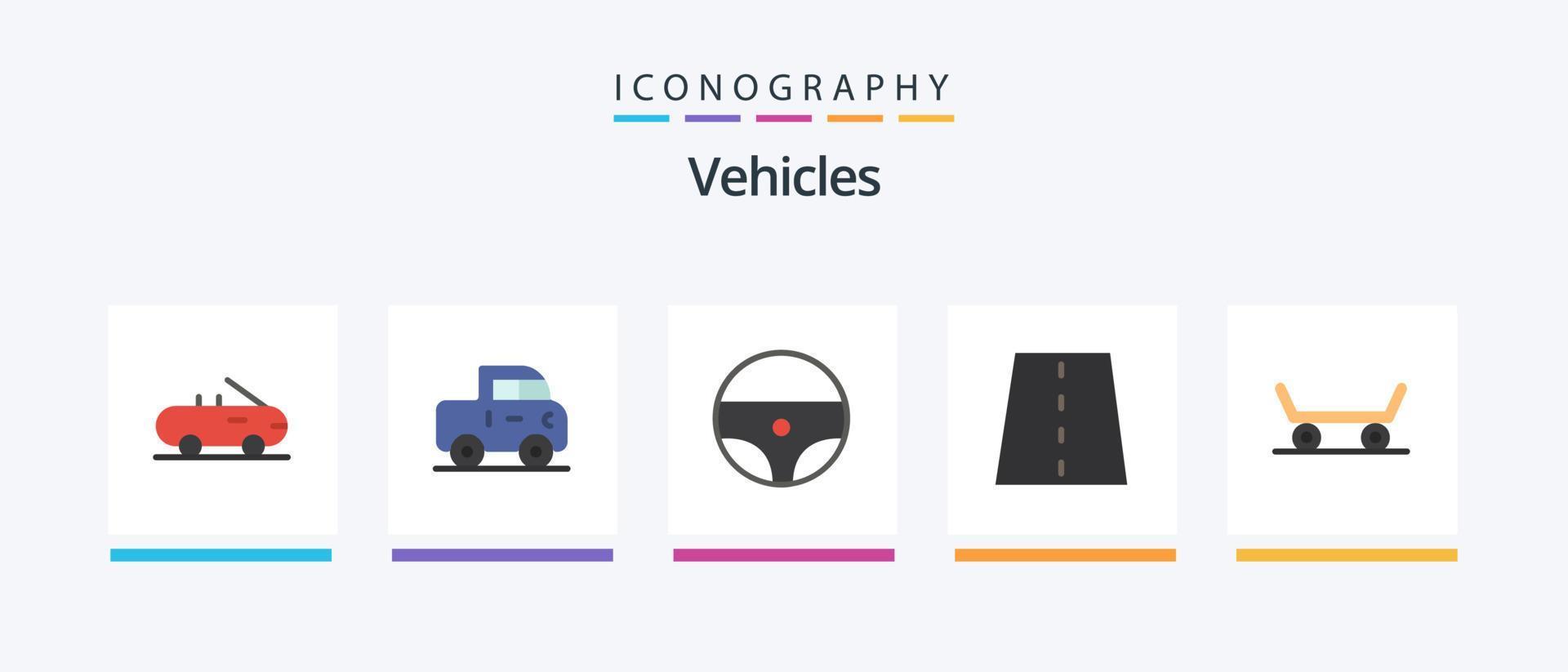 pack d'icônes flat 5 de véhicules comprenant. allée. sport. route. conception d'icônes créatives vecteur