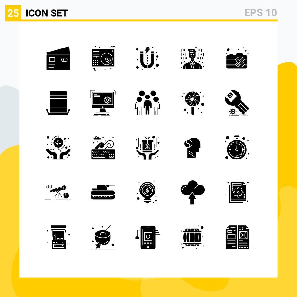 ensemble de 25 symboles d'icônes d'interface utilisateur modernes signes pour la programmation de photos lecteur programmeur marché éléments de conception vectoriels modifiables vecteur