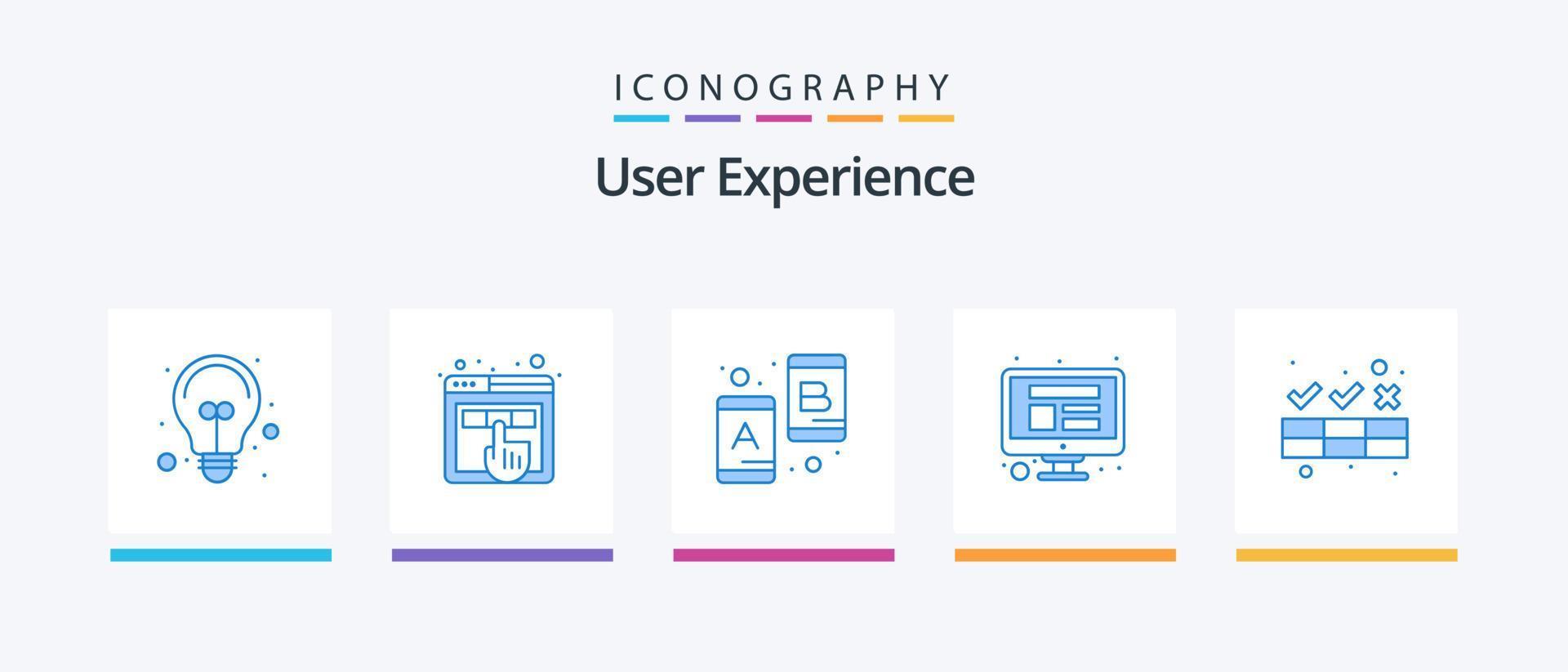 pack d'icônes bleues de l'expérience utilisateur 5, y compris le nettoyage. propre. discuter. filaire. l'ordinateur. conception d'icônes créatives vecteur