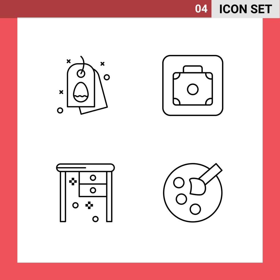 ensemble de 4 symboles d'icônes d'interface utilisateur modernes signes pour tag bureau nature bagages bureau éléments de conception vectoriels modifiables vecteur