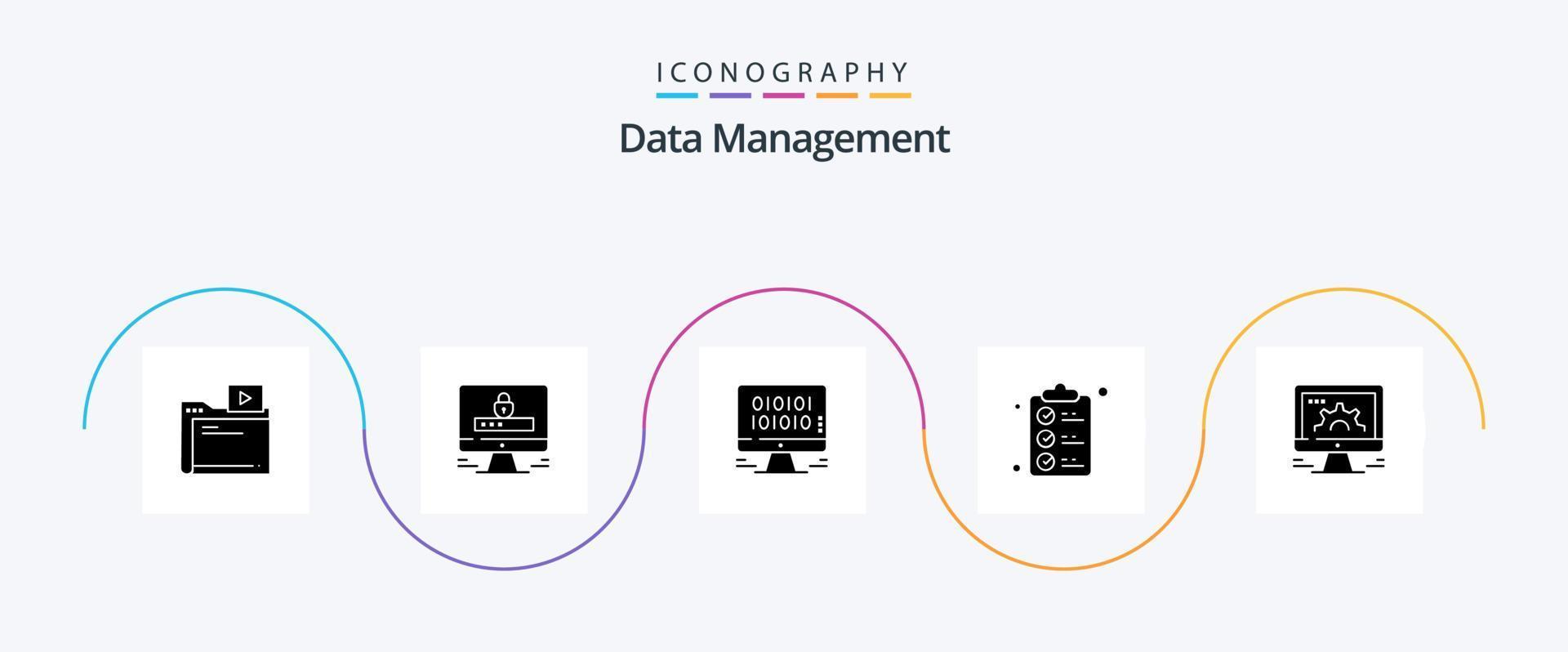pack d'icônes de glyphe de gestion de données 5 comprenant un document. serrure . la toile. développement vecteur