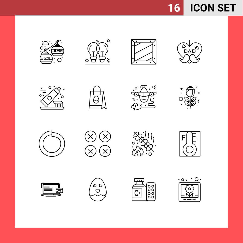 pack d'icônes vectorielles stock de 16 signes et symboles de ligne pour la boîte de fête des pères dentifrice père programmation éléments de conception vectoriels modifiables vecteur