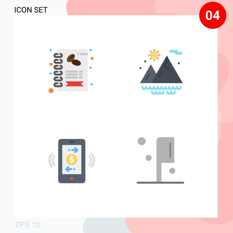 4 concept d'icône plate pour les sites Web mobiles et les applications d'affaires internet des objets boutique sun food éléments de conception vectoriels modifiables vecteur