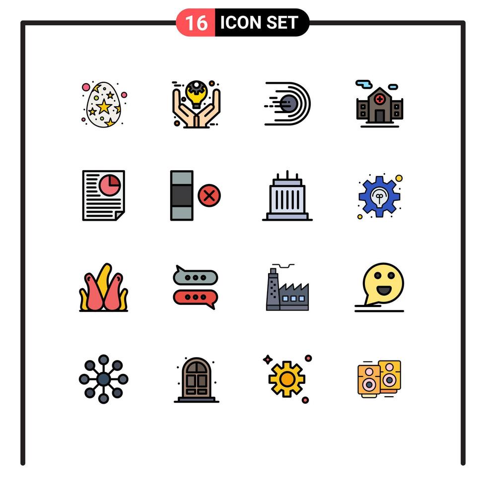 16 concept de ligne remplie de couleurs plates pour les sites Web mobiles et applications idées de construction de données éléments de conception vectoriels créatifs modifiables à la lumière de l'hôpital vecteur