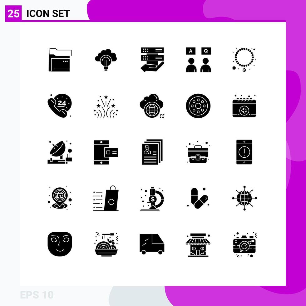 25 interface utilisateur pack de glyphes solides de signes et symboles modernes de bijoux succès en ligne éducation contrôle éléments de conception vectoriels modifiables vecteur